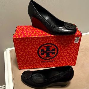 Worn once! Black Tory Burch wedge